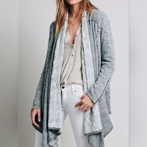 Free People Two-Tone Gray and Cream Cardigan